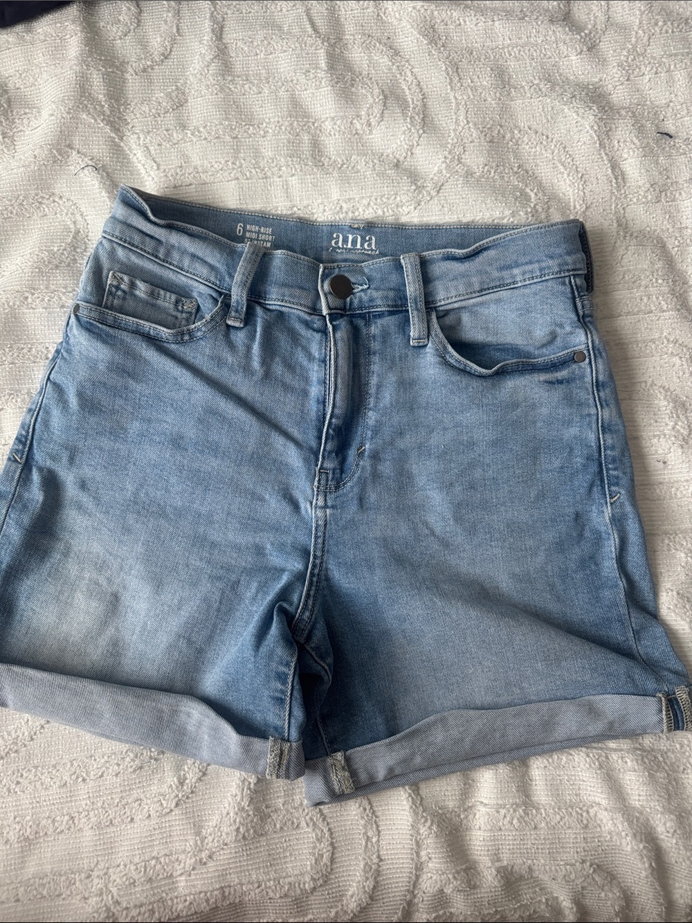 a.n.a Light Blue Denim Rolled-Hem Jean Shorts
